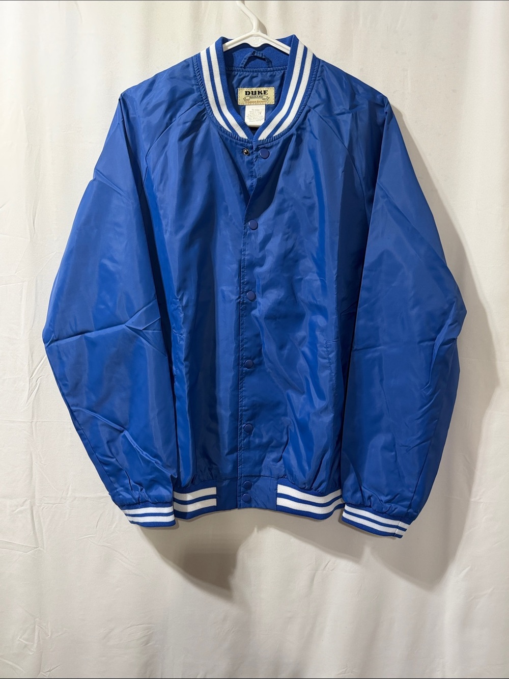 Haband Royal Blue Varsity-Style Snap Bomber Jacket with White Trim